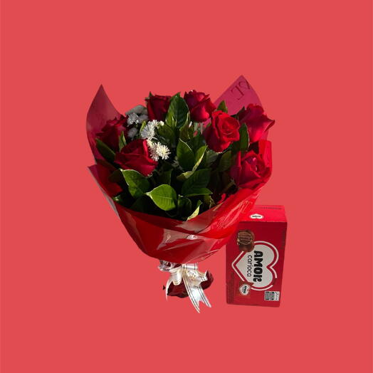 Buquê Rosas Vermelhas 1 Caixa de Bombom Amor Carioca