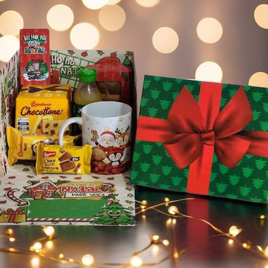 Caixa de Natal Surpresa com Chocottone e Delicias - Para um lindo Natal