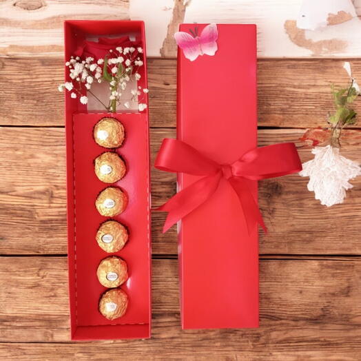 Caixa com Rosa e Bombons