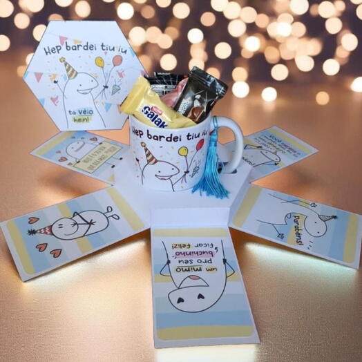 Presente Aniversario: Caneca na Caixa Explosão Flork "Ta Veio" com Chocolates