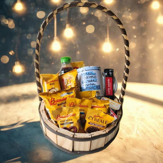 Cesta de Cafe da Manhã Premium com Caneca Pai minha Inspiração