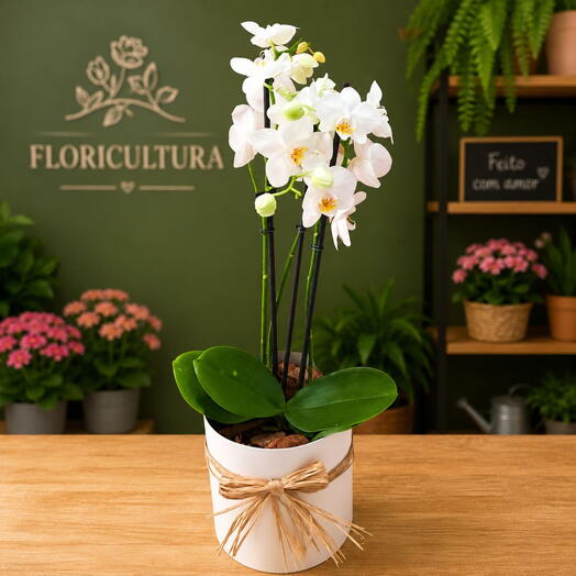 Orquidea Phalaenopsis Branca duas hastes
