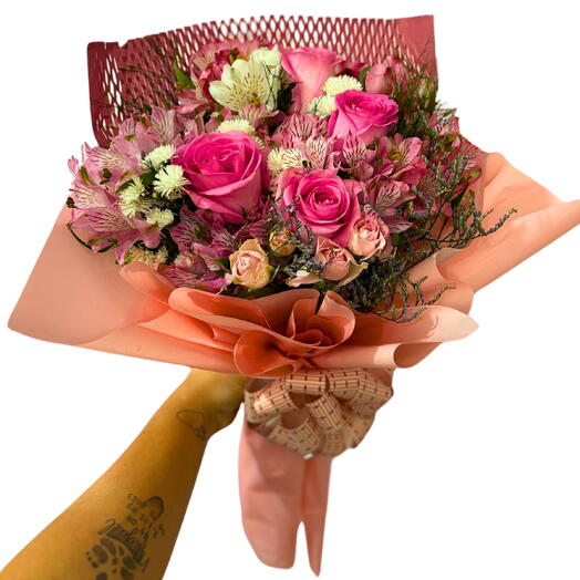 Buquê 4 Rosas Cor de Rosa