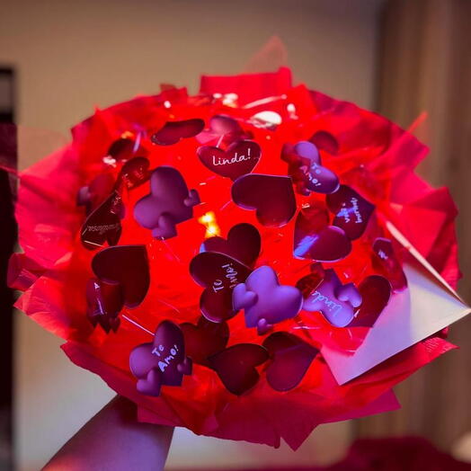 Buquê Com Led de Corações G