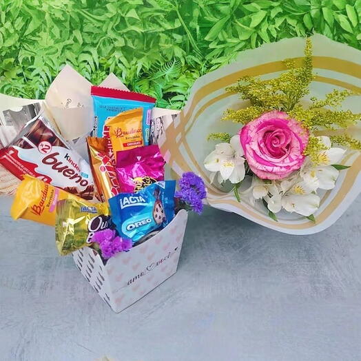 Caixa de Chocolate Pequena com Rosa Colombiana- Escolha a Cor