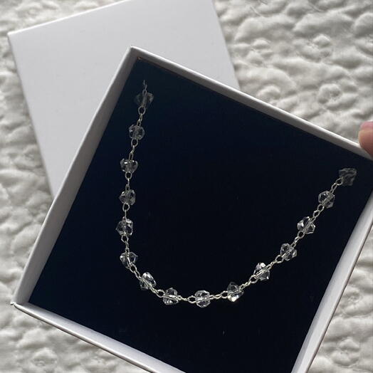 Choker Pedras Facetadas Transparentes Banhado a Prata