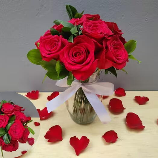 Arranjo 12 Rosas Nacionais no Vaso