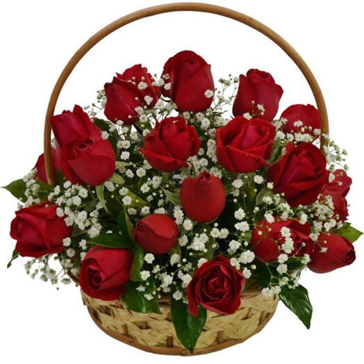 Cesta com flores chuva
