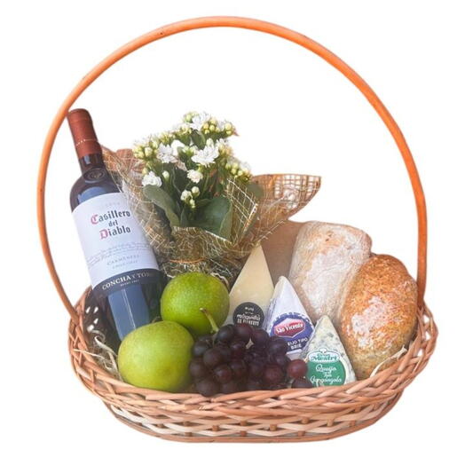 Cesta Vinho e Queijos Especiais