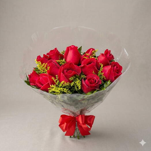 Buquê de 12 Rosas Vermelhas