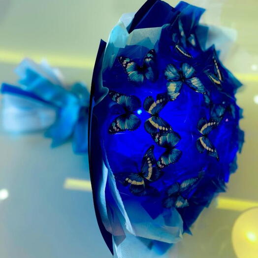 Buquê de Borboletas Azuis Tamanho P