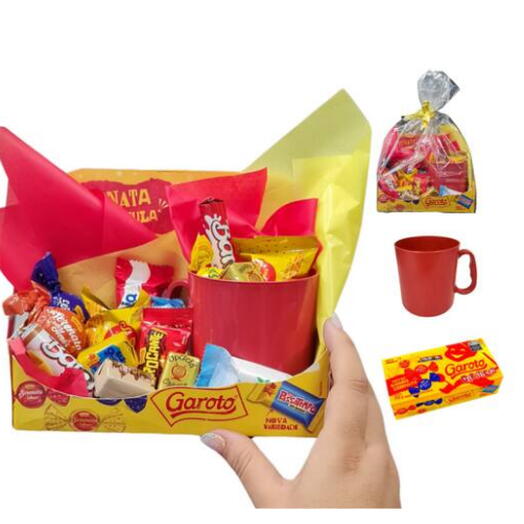 Kit Box Presente Luxo: Bombons Garoto + Caneca Exclusiva