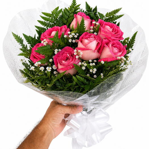 Buquê 7 rosas rosadas