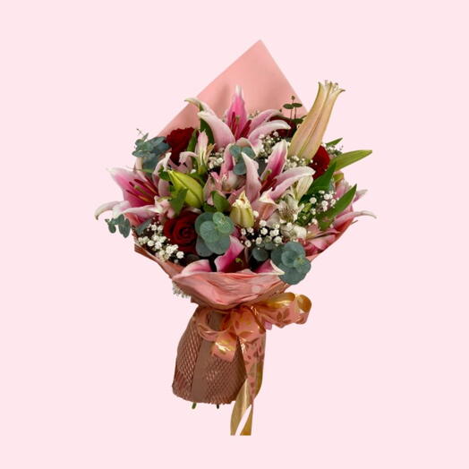 Buquê Aurora - Lirios com Rosas