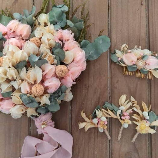 Buquê Bouganvillea Rosa Claro e Bege