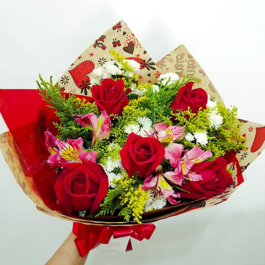 Buquê de 6 Rosas Vermelhas ou outras cores disponiveis