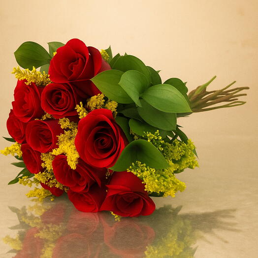 Buquê Amor De 12 Rosas Vermelhas