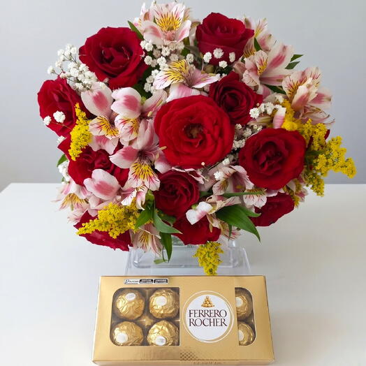 Buque de rosas e ferrero roche