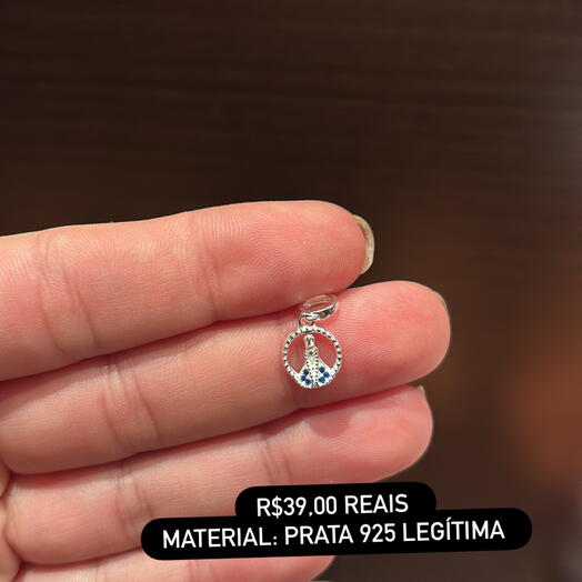Berloque Nossa Senhora prata 925 legitima