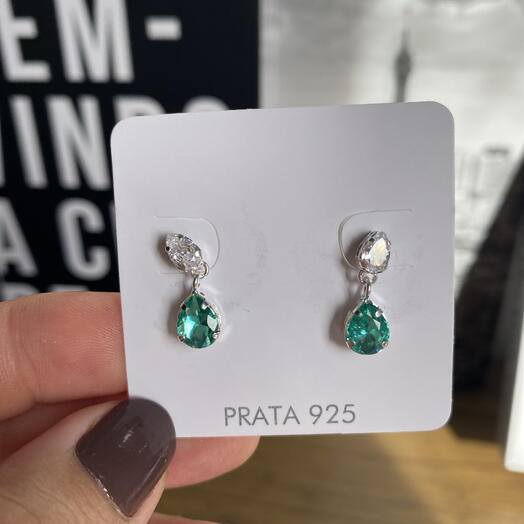 Brinco turmalina verde prata 925
