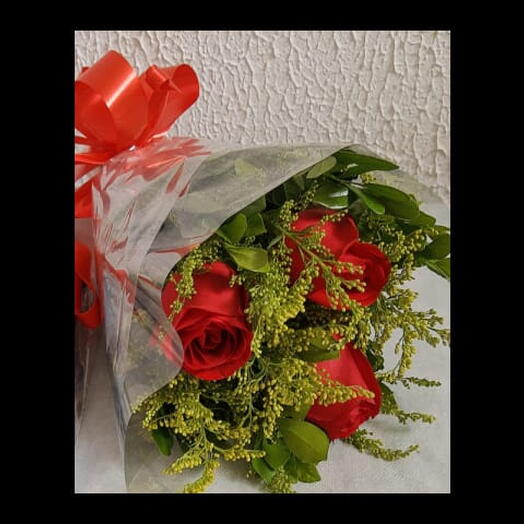 Buquê com 3 Rosas Vermelhas