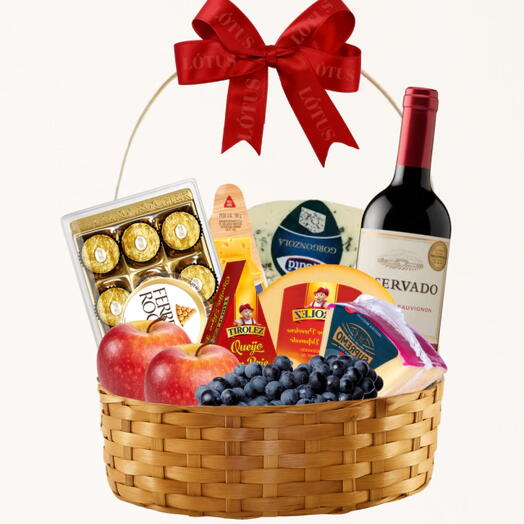 Cesta Queijos e Vinhos