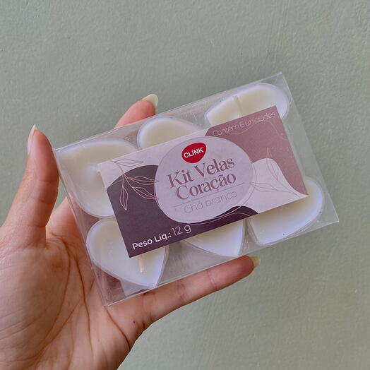 Conjunto de Velas Coração Branco