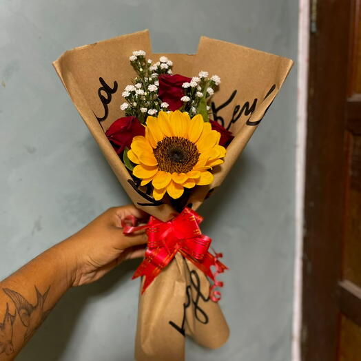 Girassol com Rosas