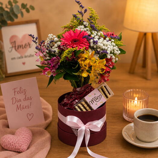 Buquê Flores com Bolachinhas Dia das Mães