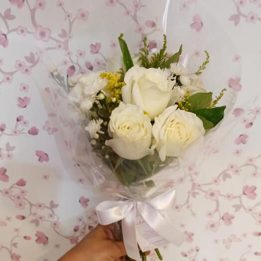 Mini Buquê Rosas Brancas