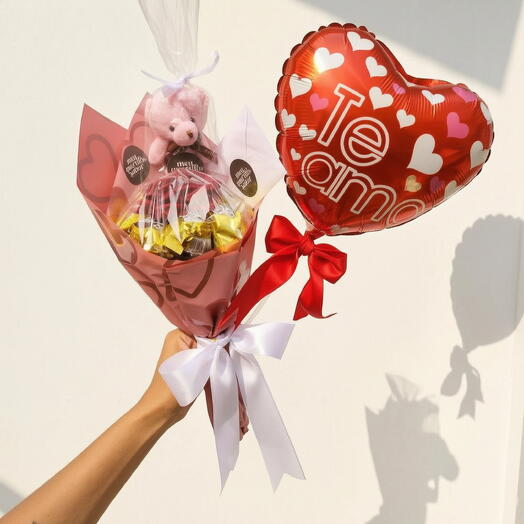 Dia das Mães - Buquê Mini Flor Ouro Branco ou Sonho de Valsa com Rosa + kit