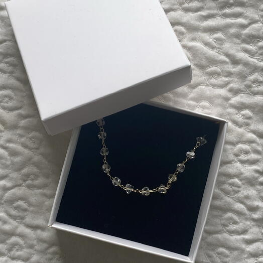 Pulseira Pedras Facetadas Transparentes Banhada a Ouro 18k