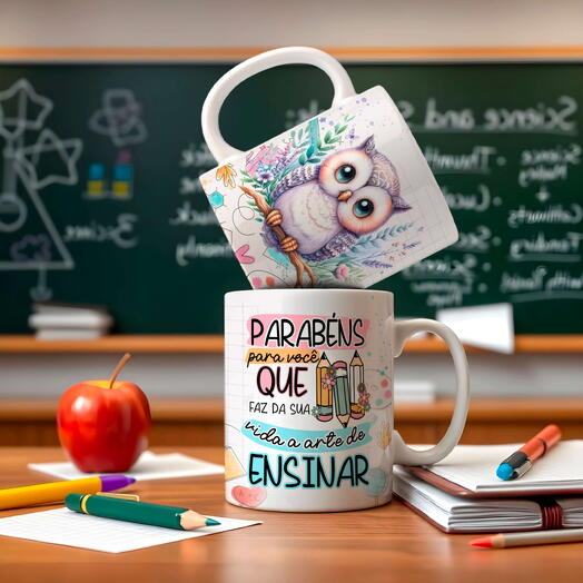 Caneca Parabens para você que faz da sua vida a arte de ensinar