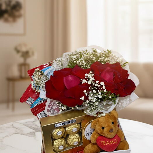 Box de Chocolate com Flores