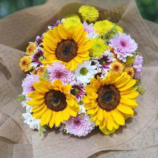 Buquê de Flores do Campo com Girassol