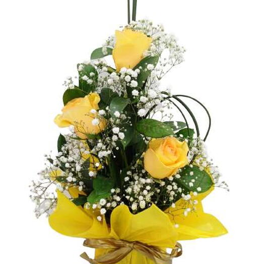 Arranjo com 3 Rosas Amarelas
