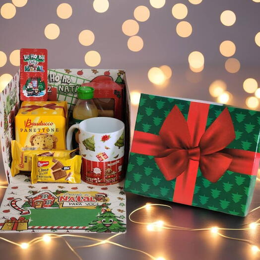 Caixa de Natal Surpresa com Panettone e Delicias - Para um lindo Nata