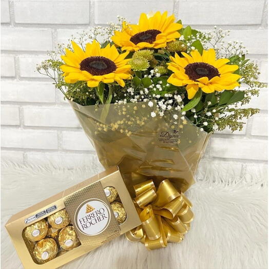 Arranjo De Girassol Com Ferrero Rocher