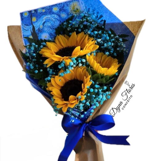 RAMALHETE GIRASSOIS DE VAN GOGH + CARTÃO NOITE ESTRELADA