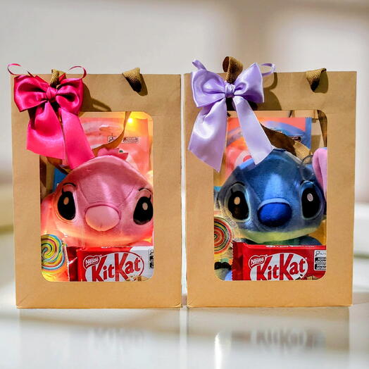 Sacola com visor stitch e angel