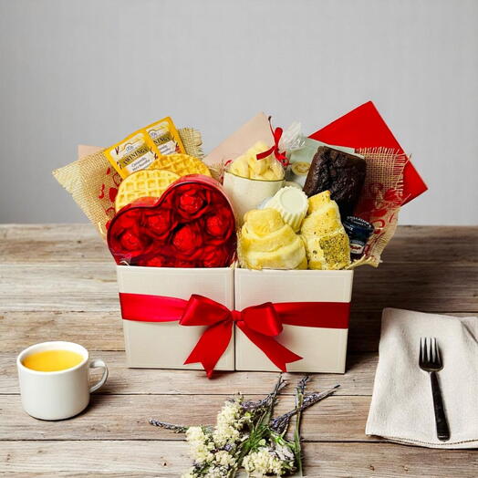 Cesta de Cafe da Manhã Vermelha - Delicias e Chocolate