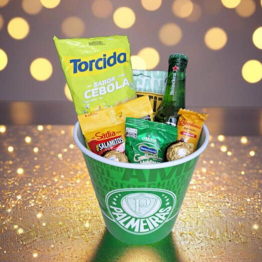 Balde com Guloseimas e Cerveja "Palmeiras" Dia dos Pais