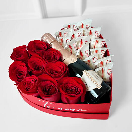 Box coração rosas naturais