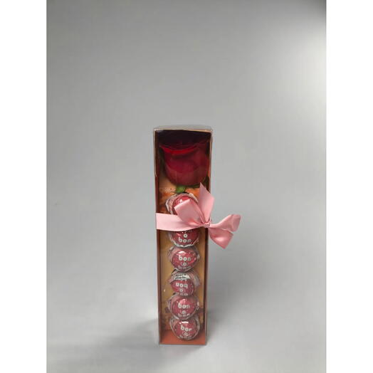 Caixa de Chocolate Sweet Love com Rosa Vermelha e Bombons