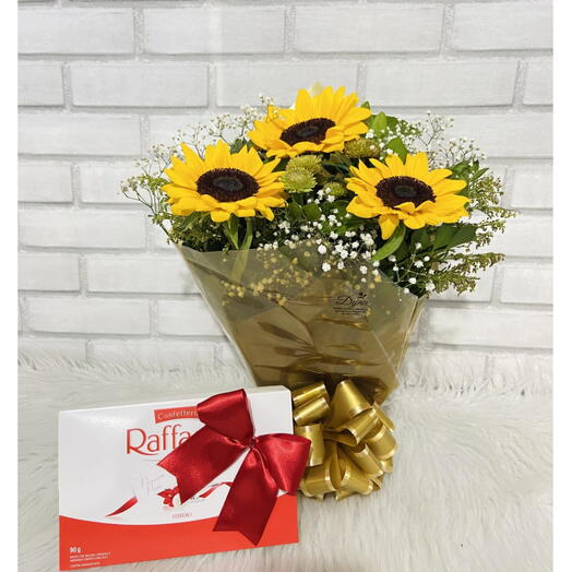 Arranjo De Girassol Com Raffaello