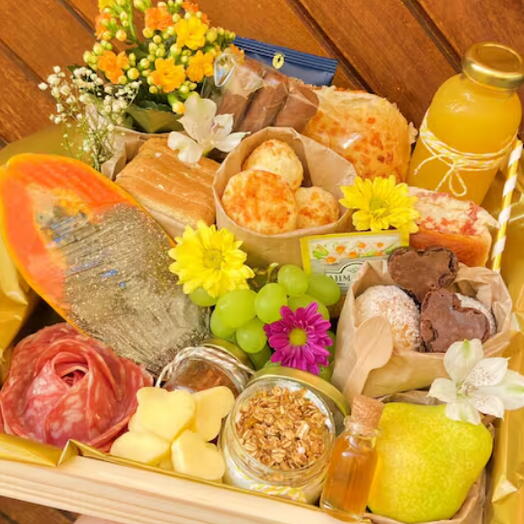 Cesta de Cafe da Manhã Super Premium Gold Artesanal