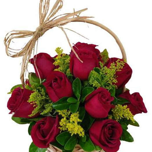 Cesta com 15 Rosas Vermelhas