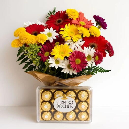 Buquê de Flores do Campo G com Ferrero Rocher