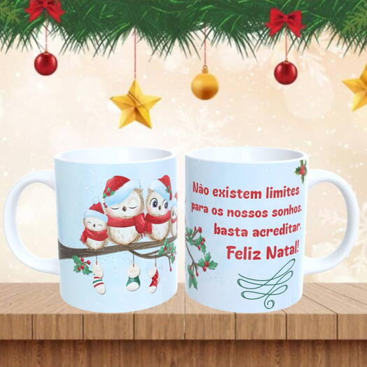 Caneca Natal - Feliz Natal "Corujas"