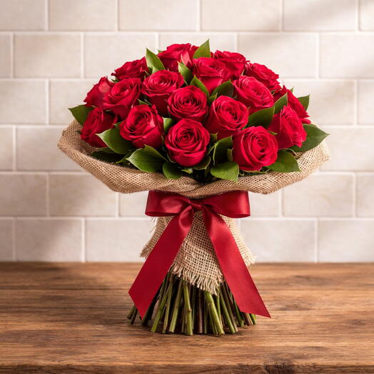 Buquê de 40 Rosas Vermelhas com Laço de Cetim | La Floricultura